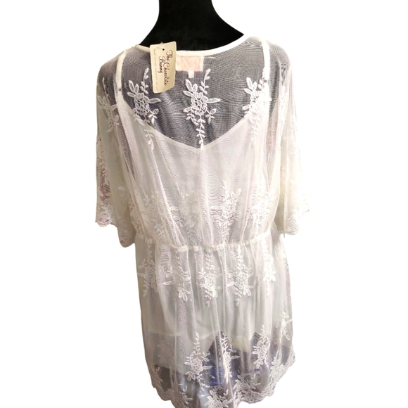 Entro large white Sheer lace Lined Tunic With Camisole NEW WITH TAGS - Picture 9 of 16